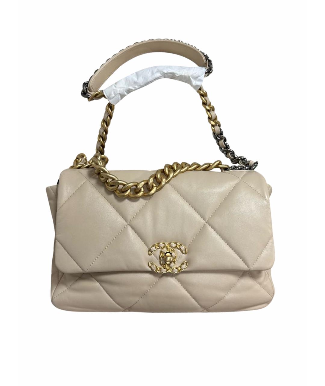 CHANEL Бежевая кожаная сумка через плечо, фото 1