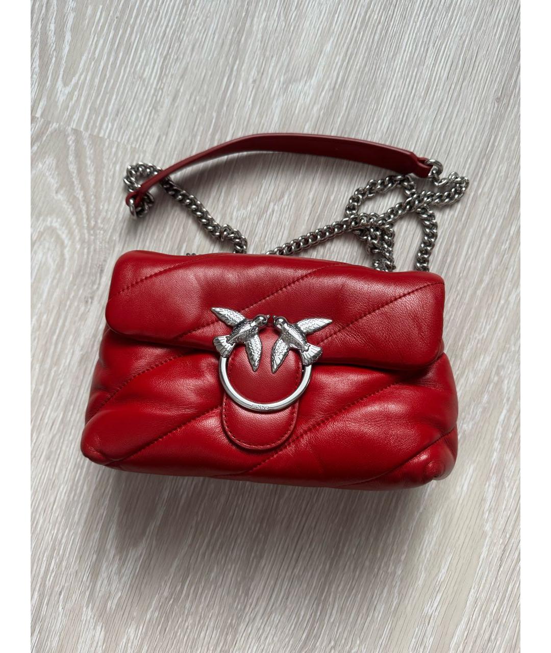 PINKO Красная кожаная сумка через плечо, фото 5