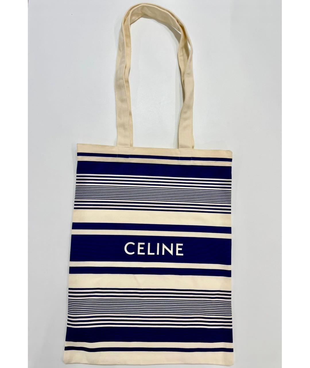 CELINE Синяя тканевая сумка тоут, фото 6