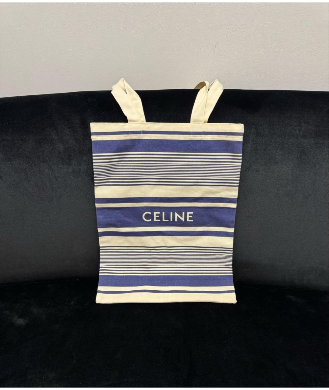 CELINE Синяя тканевая сумка тоут, фото 2