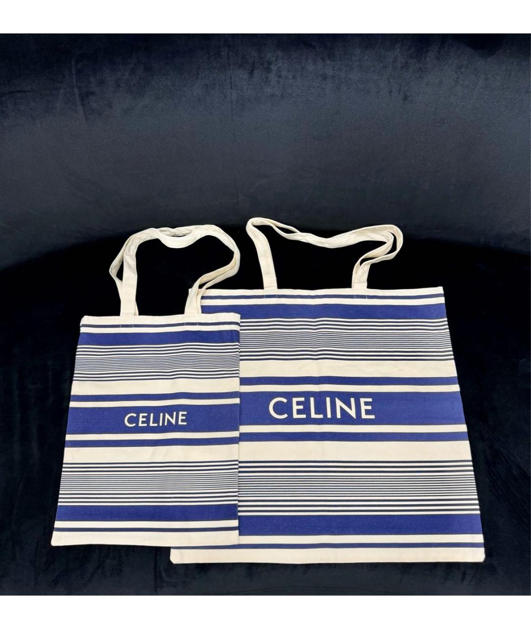 CELINE Синяя тканевая сумка тоут, фото 5