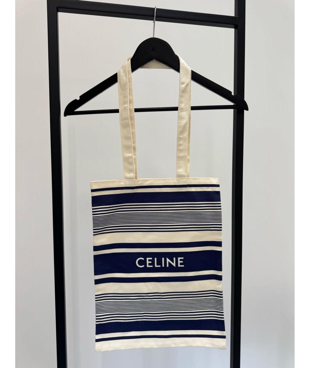 CELINE Синяя тканевая сумка тоут, фото 4