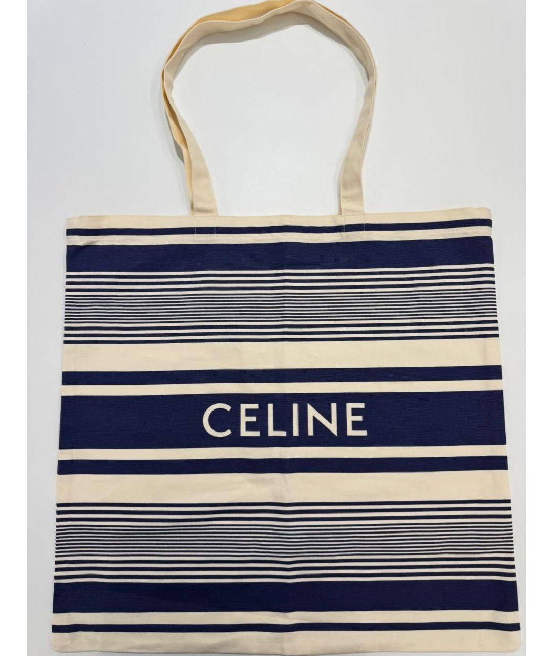 CELINE Синяя тканевая сумка тоут, фото 5