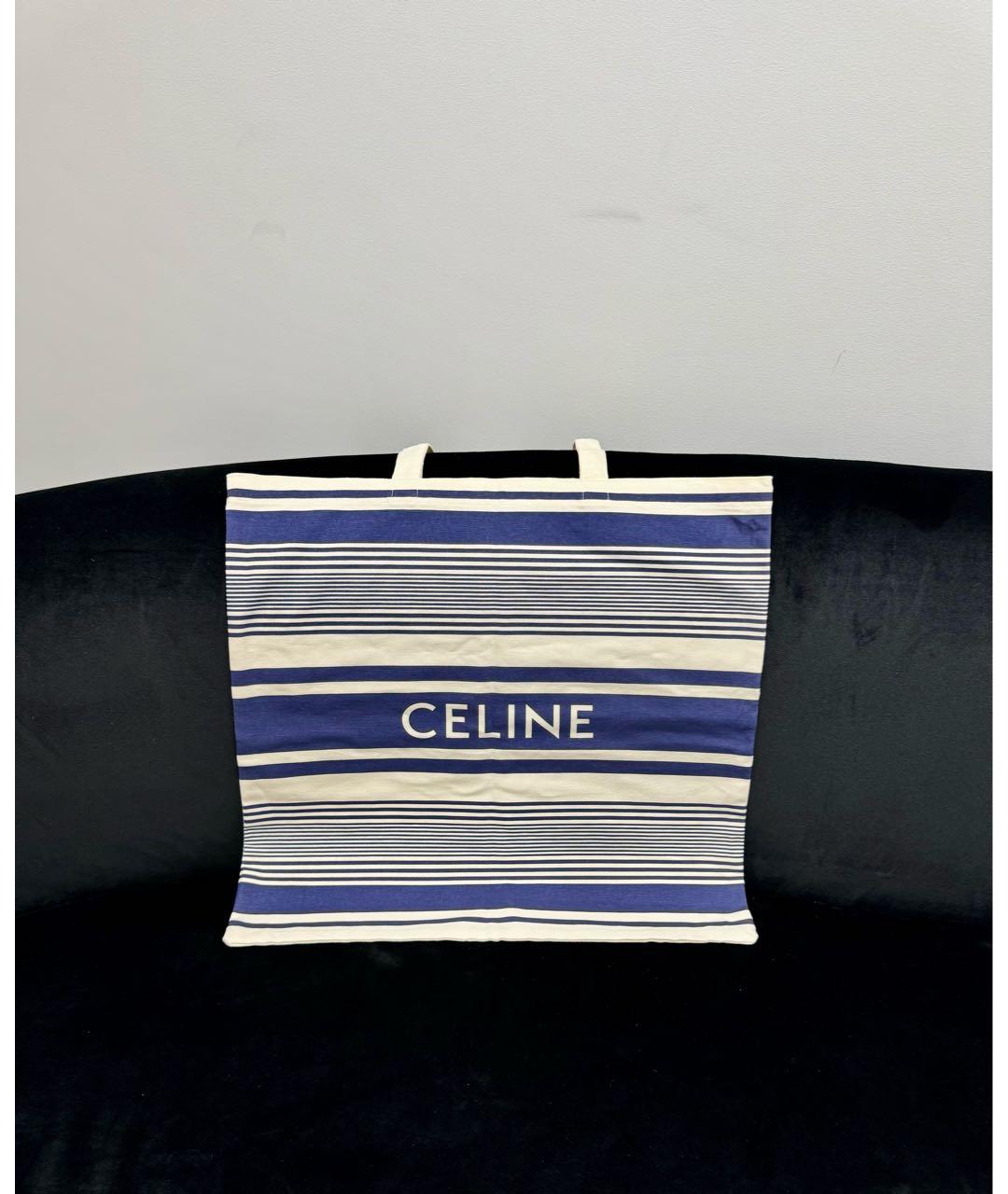 CELINE Синяя тканевая сумка тоут, фото 2