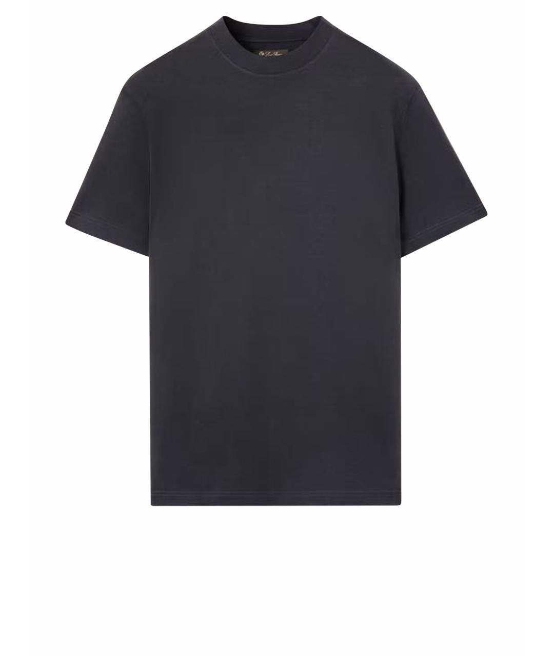 LORO PIANA Темно-синяя хлопковая футболка, фото 1