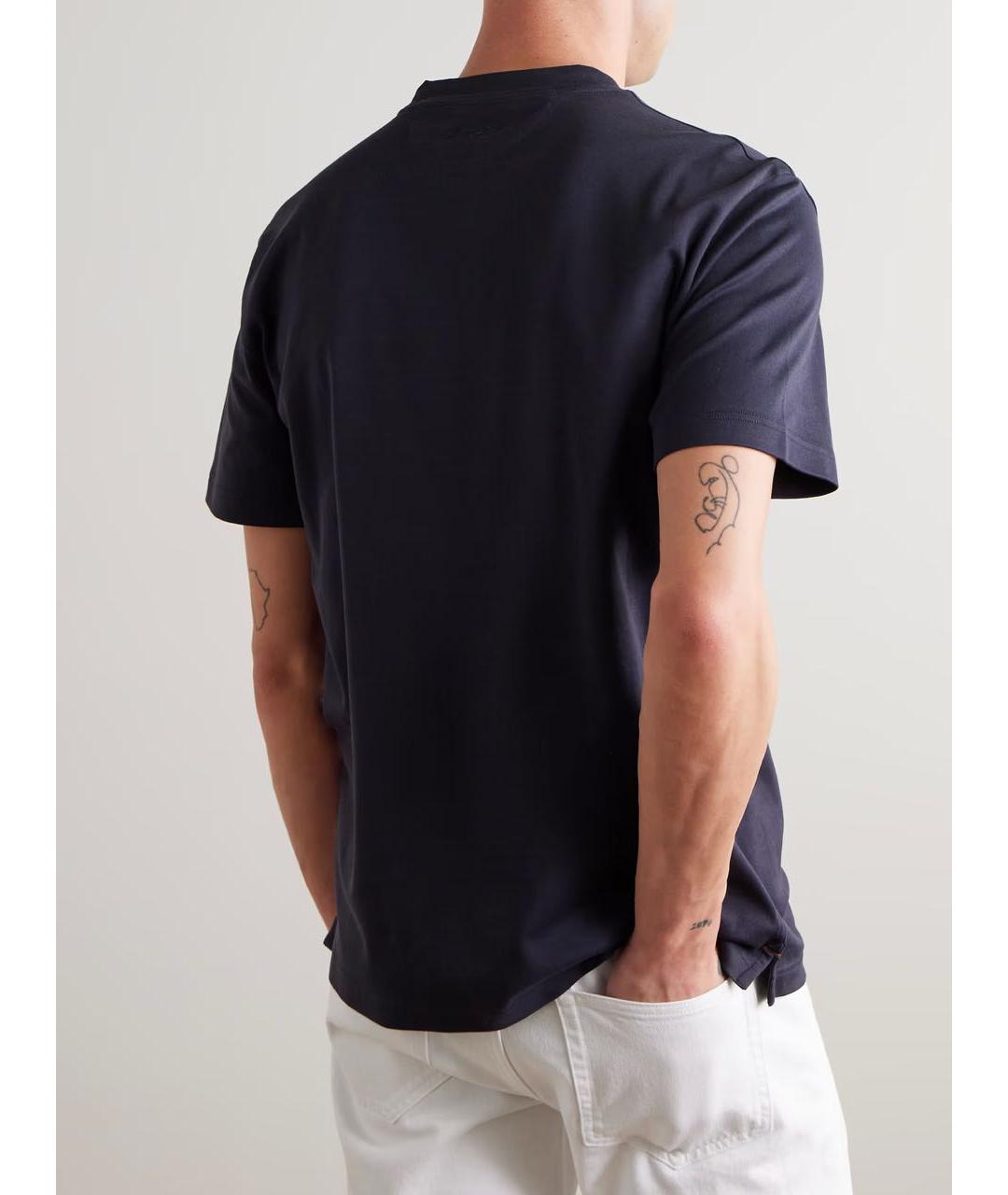 LORO PIANA Темно-синяя хлопковая футболка, фото 7