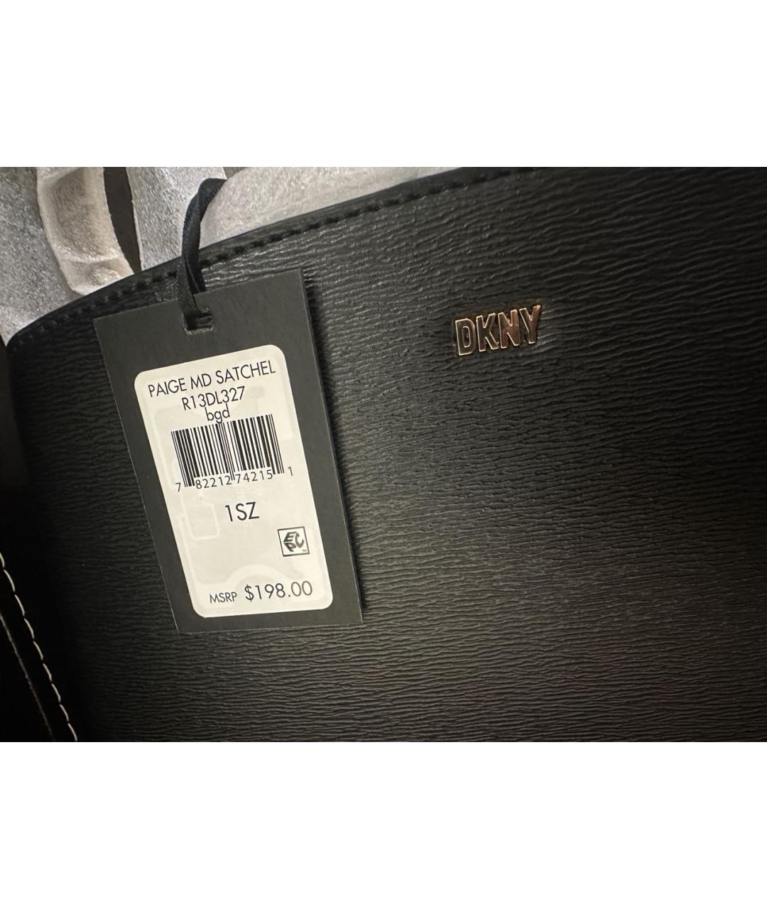 DKNY Черная сумка с короткими ручками из искусственной кожи, фото 4
