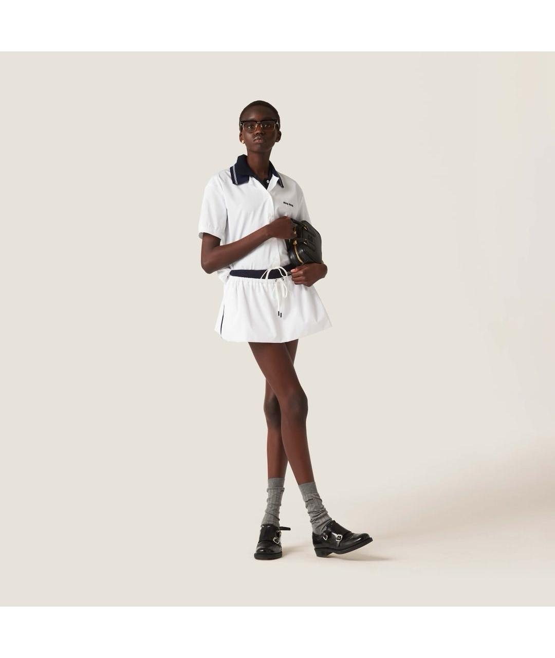 MIU MIU Белая хлопковая юбка мини, фото 4