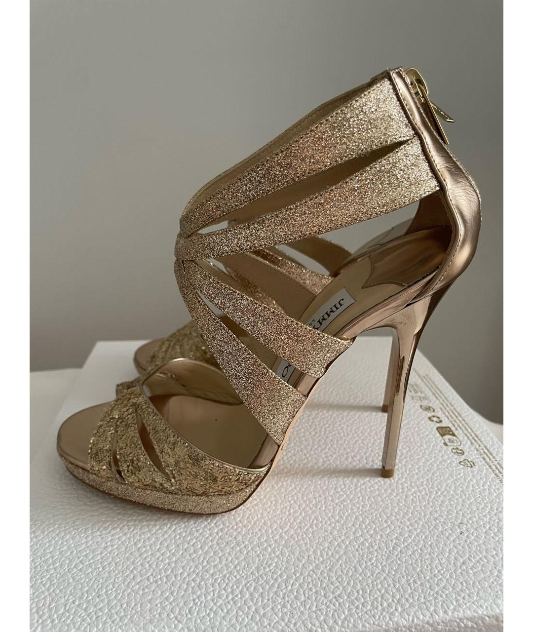 JIMMY CHOO Золотые босоножки, фото 6