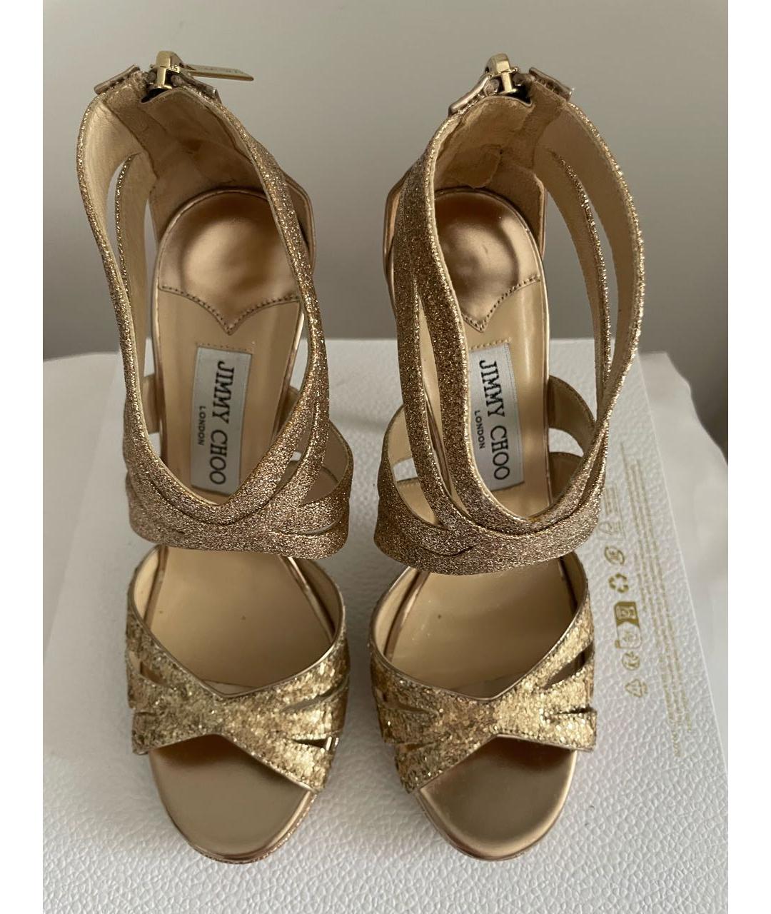 JIMMY CHOO Золотые босоножки, фото 3