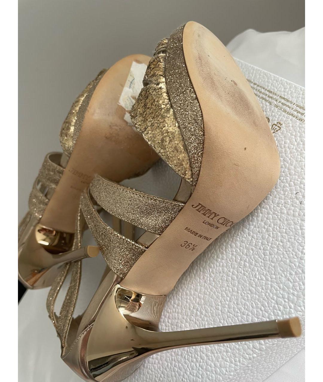 JIMMY CHOO Золотые босоножки, фото 5