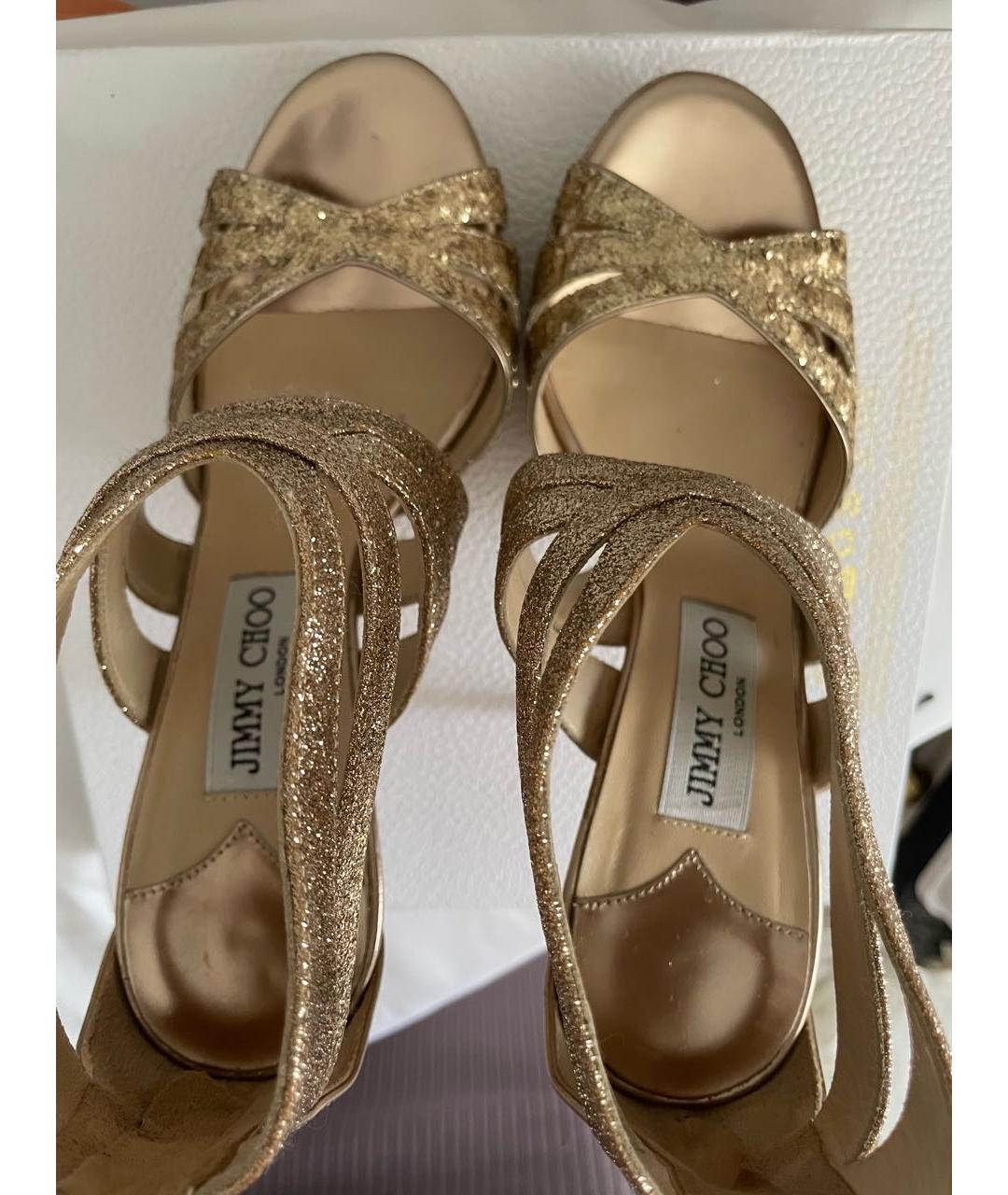 JIMMY CHOO Золотые босоножки, фото 2