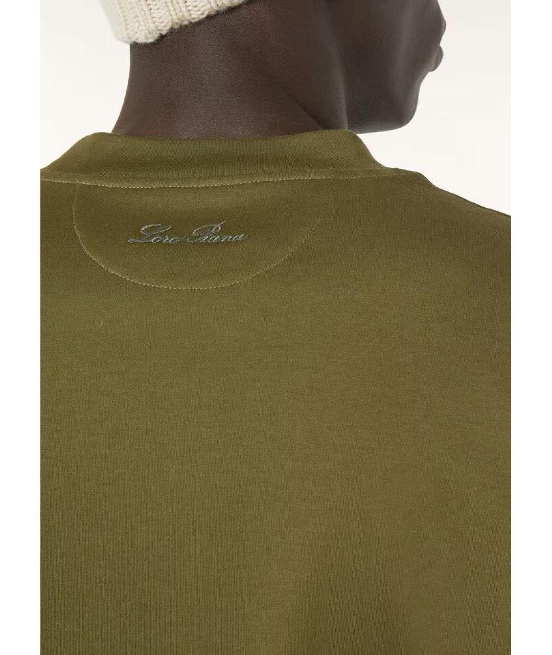 LORO PIANA Хаки хлопковая футболка, фото 4