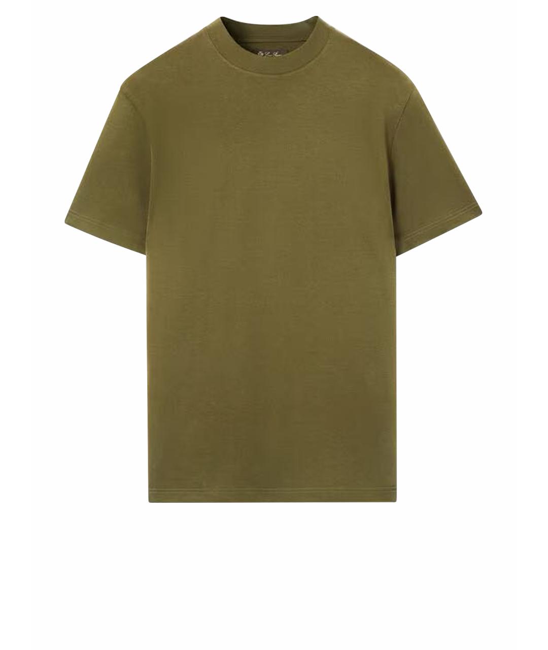 LORO PIANA Хаки хлопковая футболка, фото 1