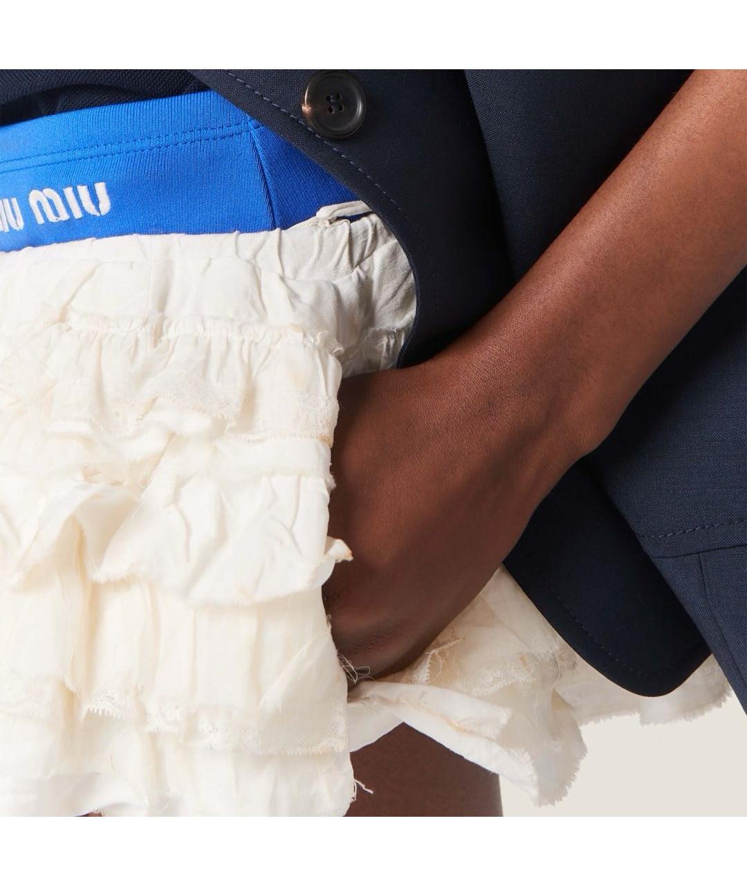 MIU MIU Бежевая хлопковая юбка мини, фото 3