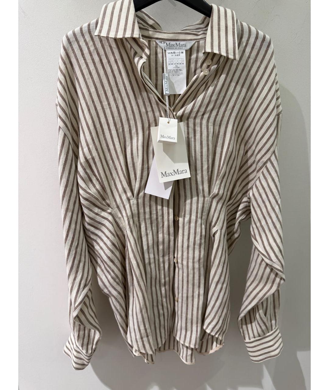 'S MAX MARA Бежевая льняная рубашка, фото 7