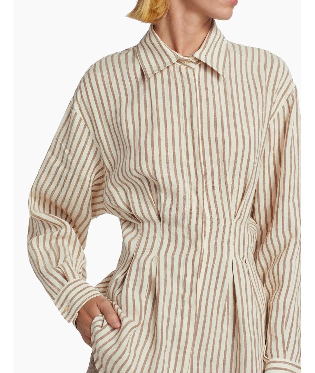 'S MAX MARA Бежевая льняная рубашка, фото 5