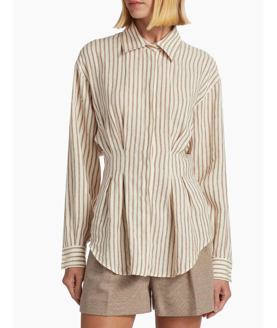 'S MAX MARA Бежевая льняная рубашка, фото 3