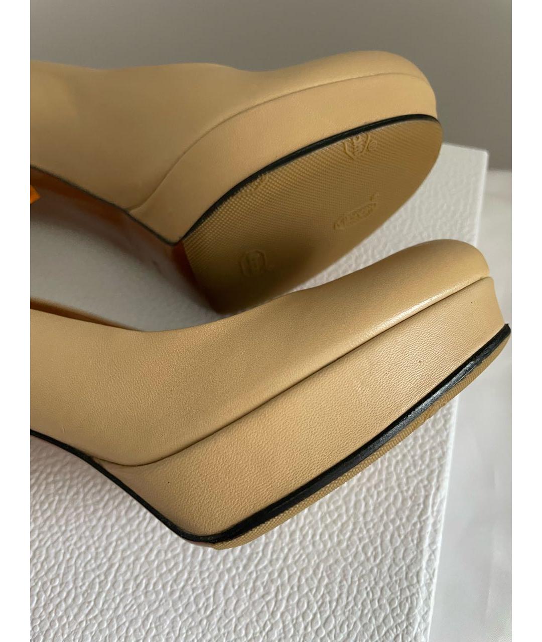 GUCCI Бежевые кожаные туфли, фото 5