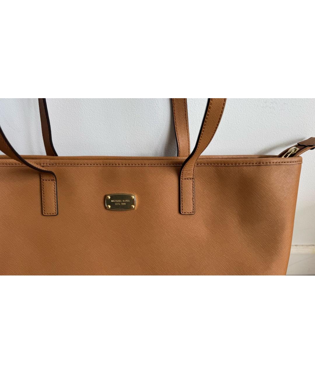 MICHAEL KORS Коричневая кожаная сумка тоут, фото 8
