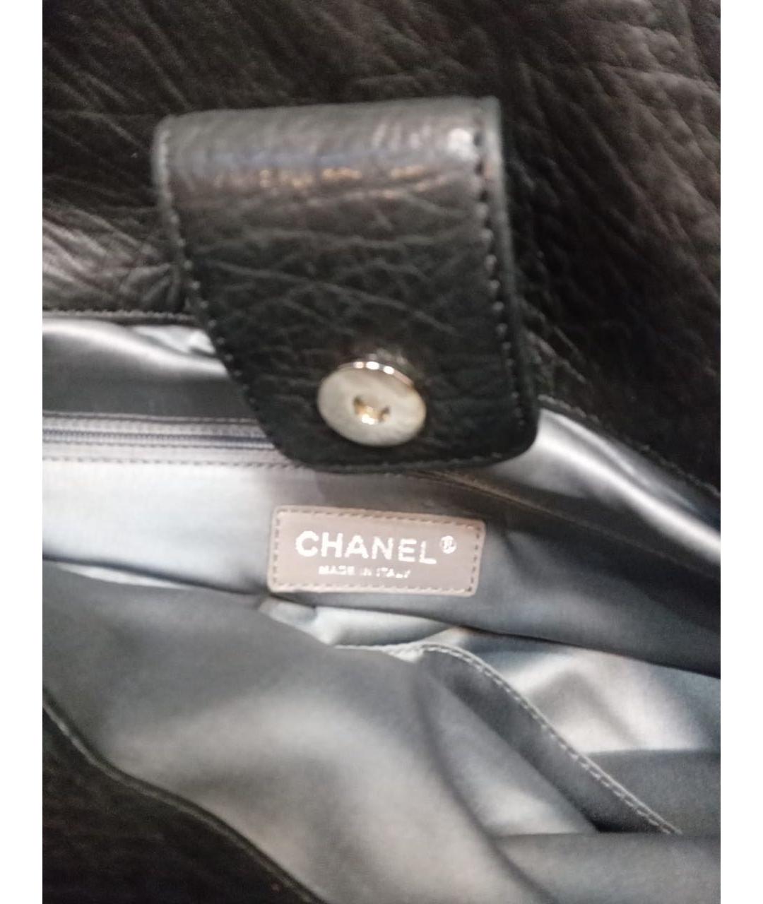 CHANEL Черная кожаная сумка тоут, фото 7