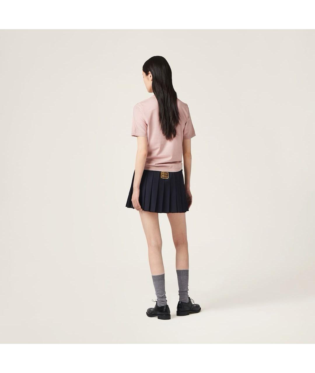 MIU MIU Розовая хлопковая футболка, фото 4