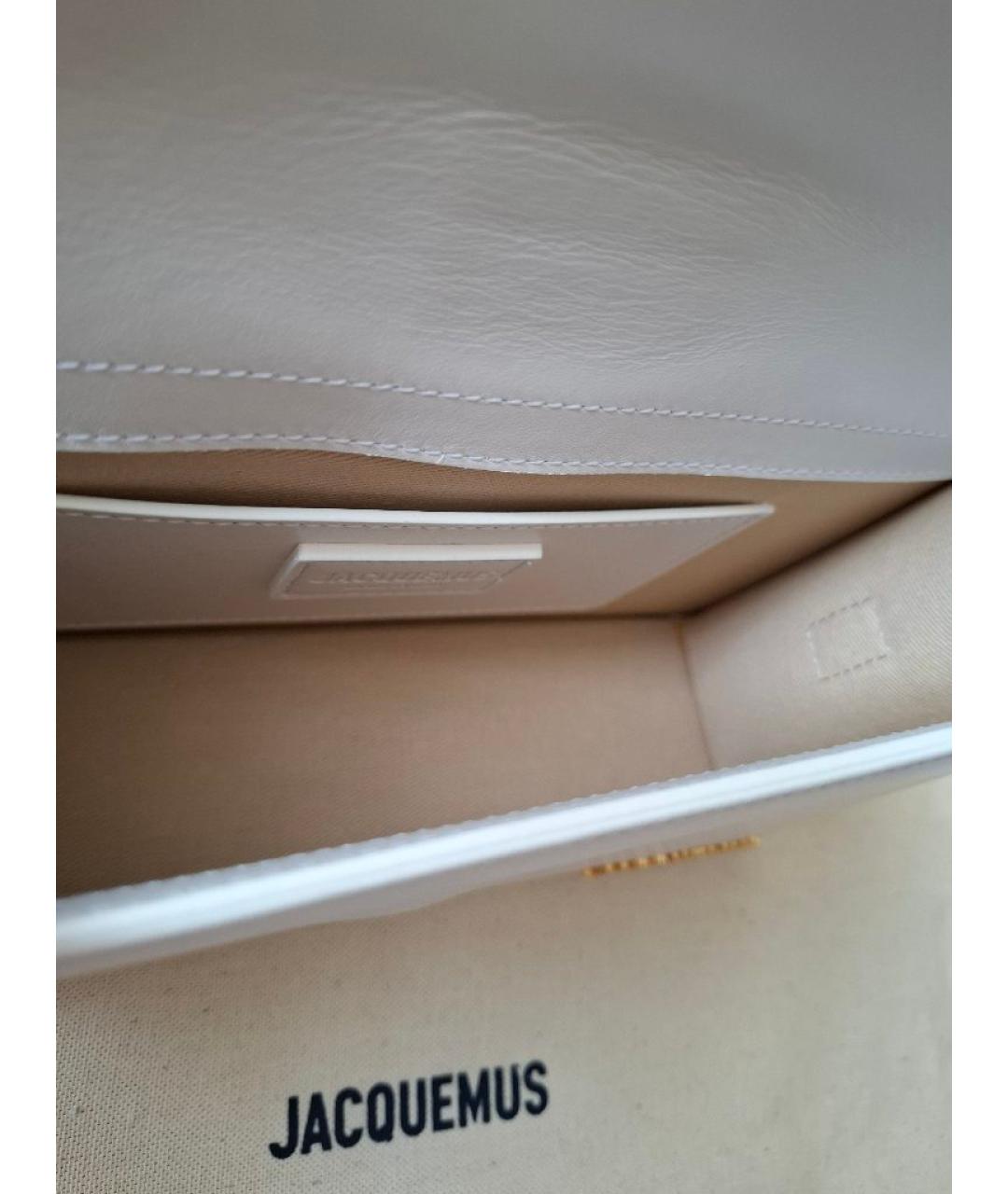 JACQUEMUS Белая кожаная сумка через плечо, фото 4
