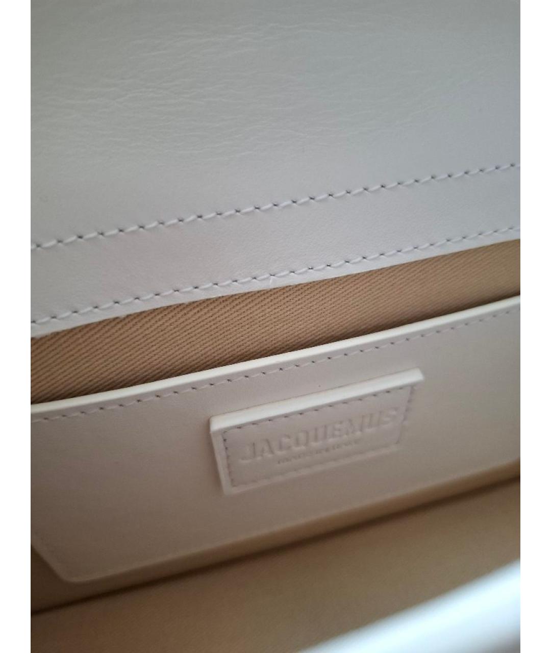 JACQUEMUS Белая кожаная сумка через плечо, фото 7