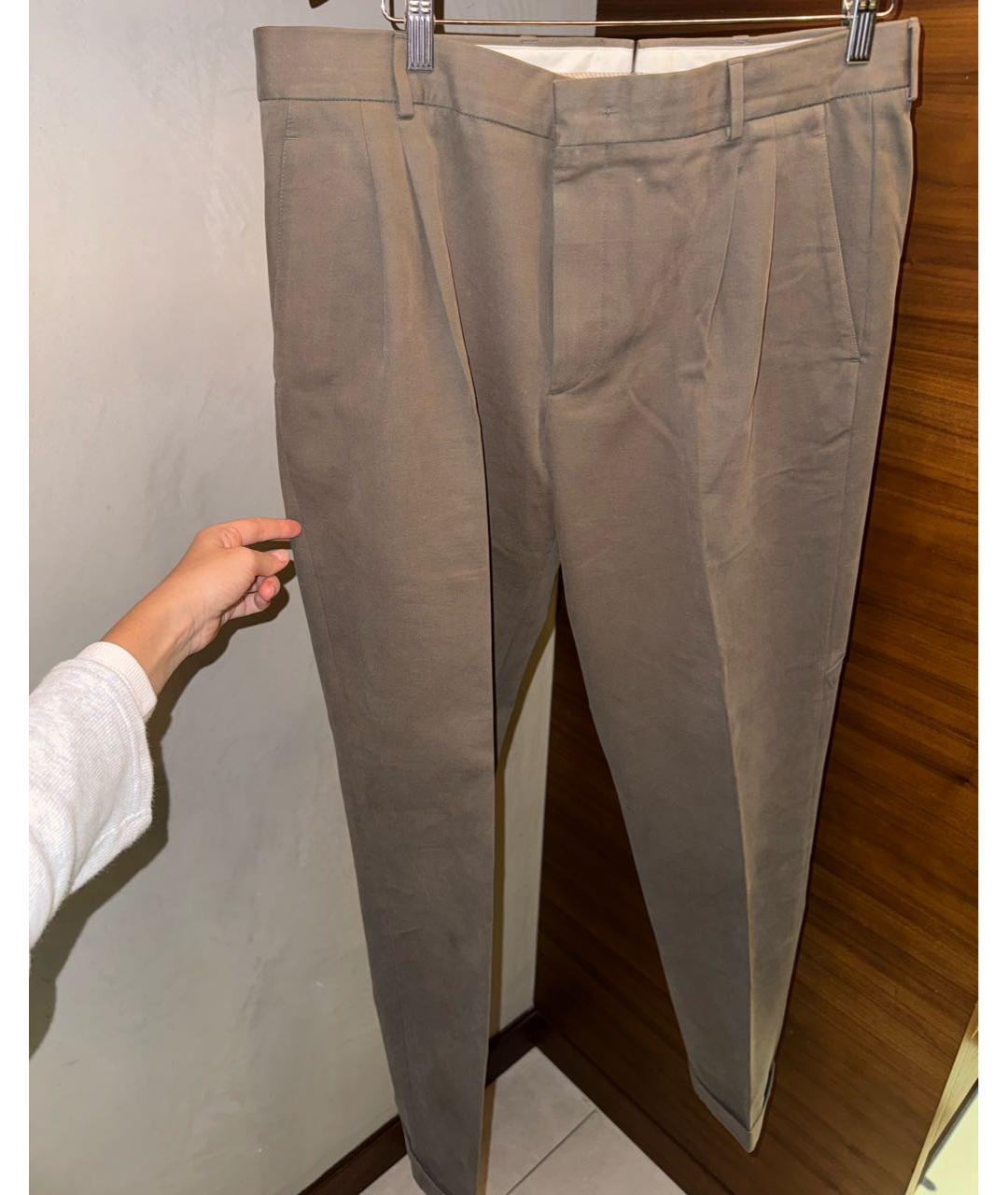 LORO PIANA Хаки хлопковые повседневные брюки, фото 3