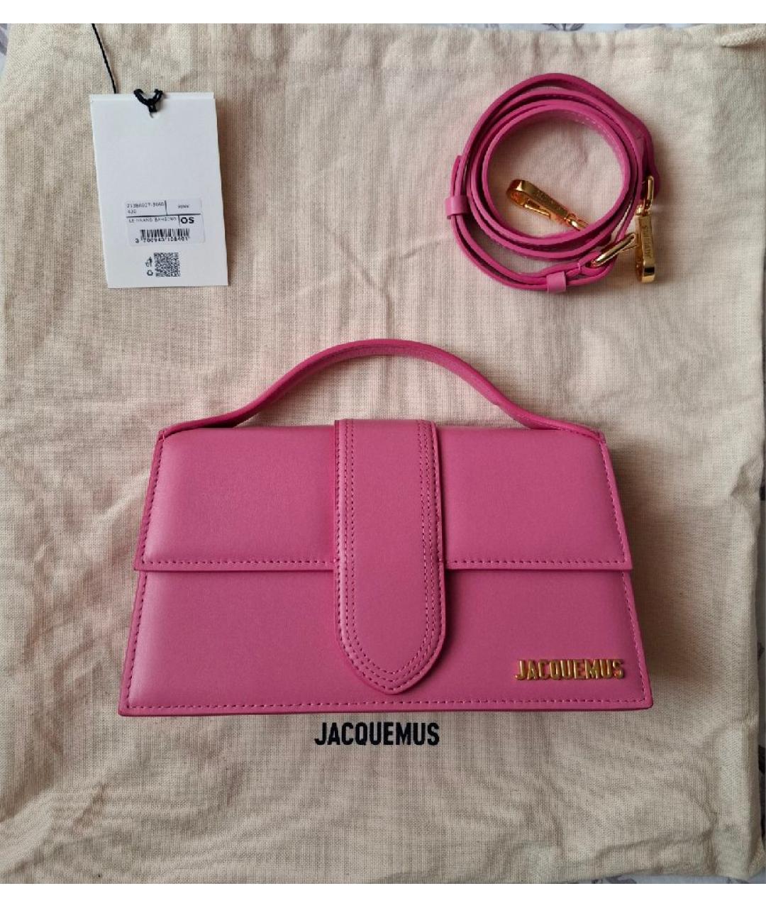 JACQUEMUS Розовая кожаная сумка через плечо, фото 9
