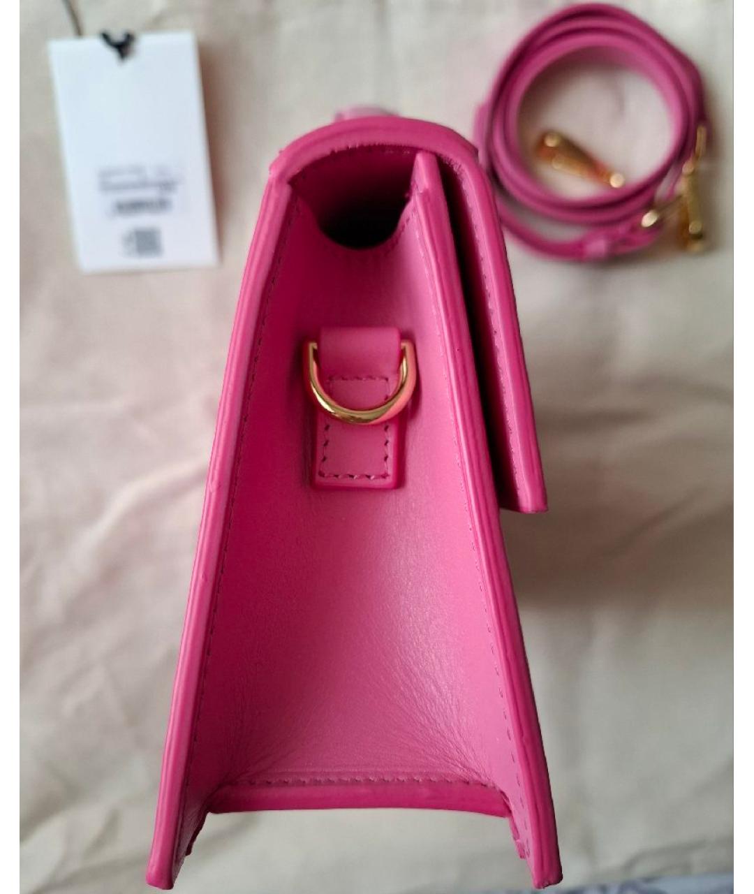 JACQUEMUS Розовая кожаная сумка через плечо, фото 2