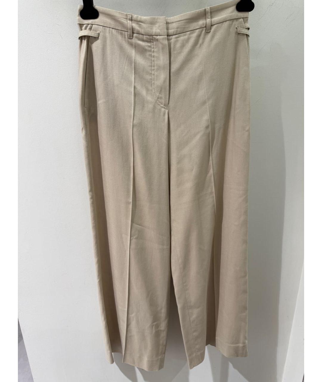 JACQUEMUS Бежевые льняные прямые брюки, фото 2