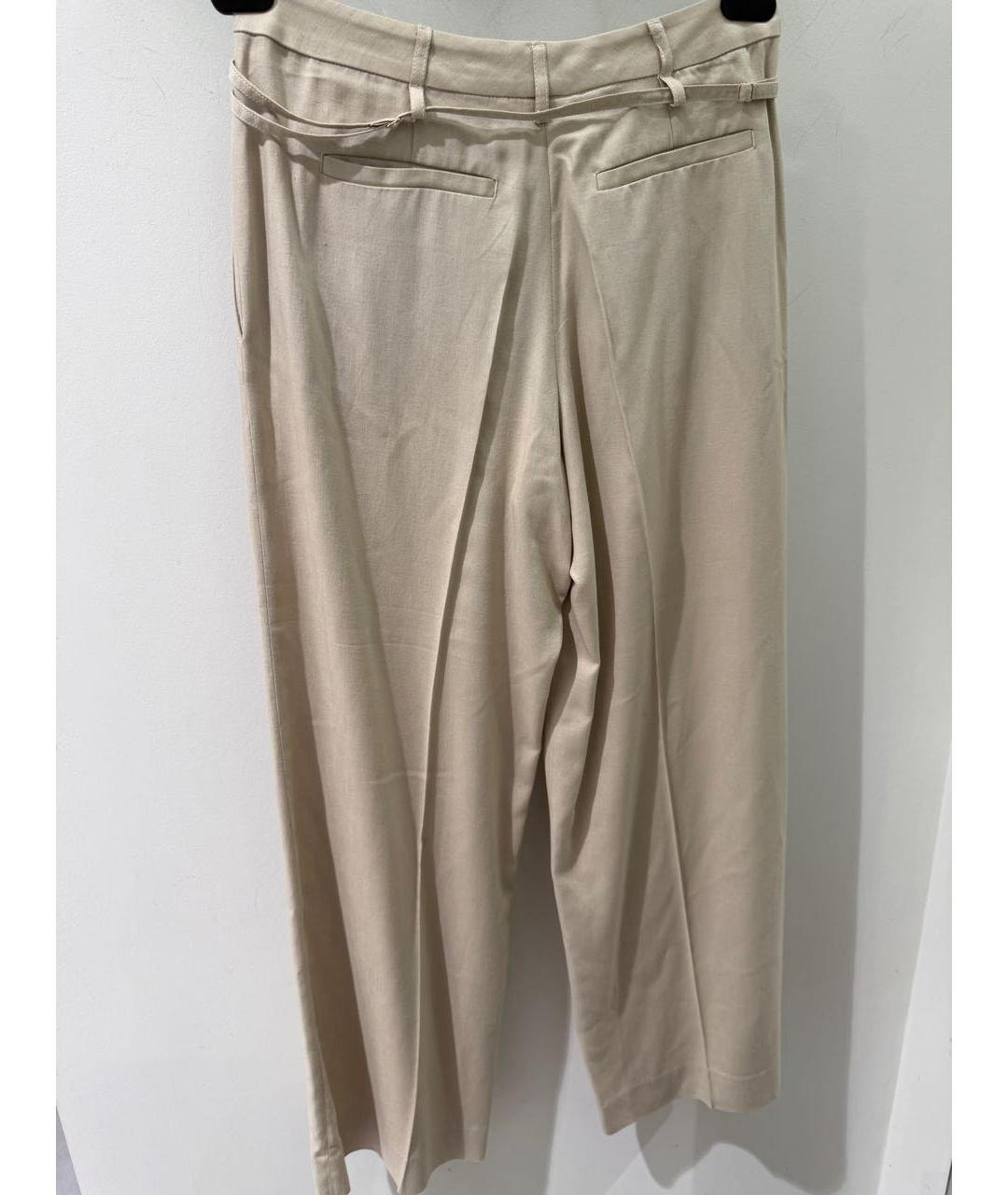 JACQUEMUS Бежевые льняные прямые брюки, фото 4