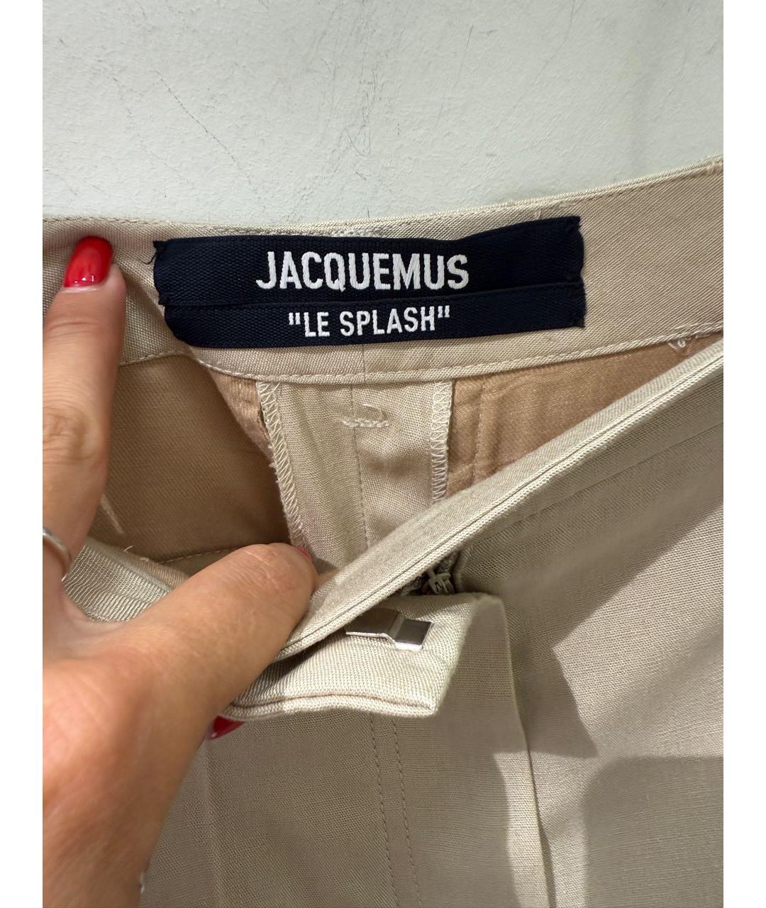 JACQUEMUS Бежевые льняные прямые брюки, фото 3