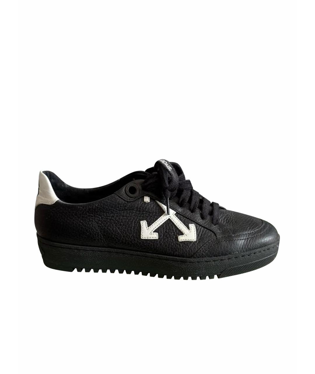 OFF-WHITE Черные кожаные кеды, фото 1