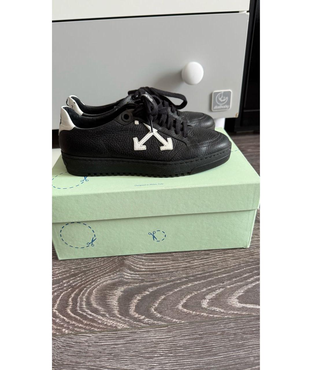 OFF-WHITE Черные кожаные кеды, фото 7