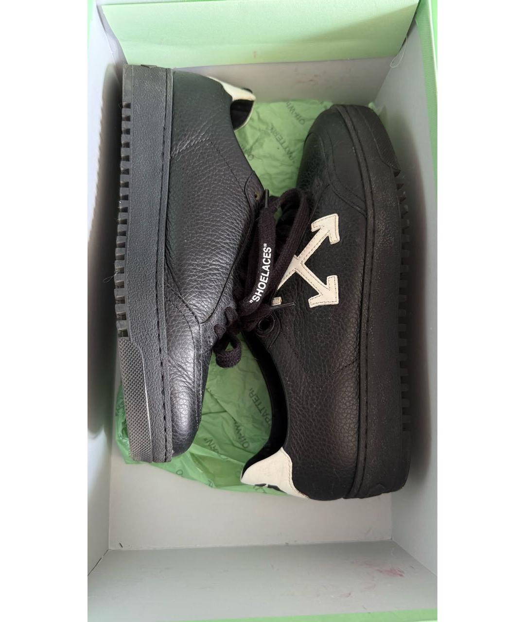 OFF-WHITE Черные кожаные кеды, фото 5