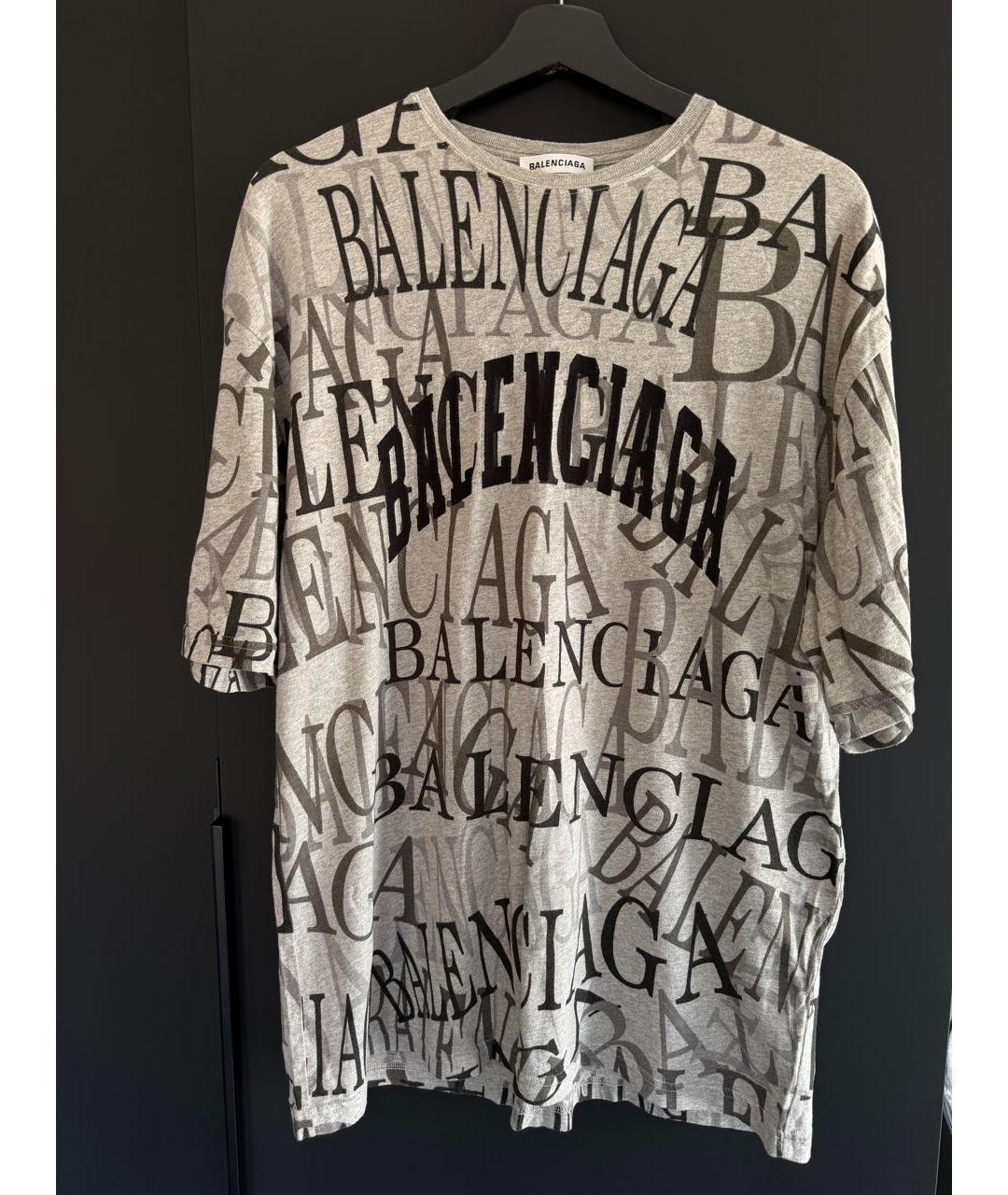 BALENCIAGA Серая хлопковая футболка, фото 5