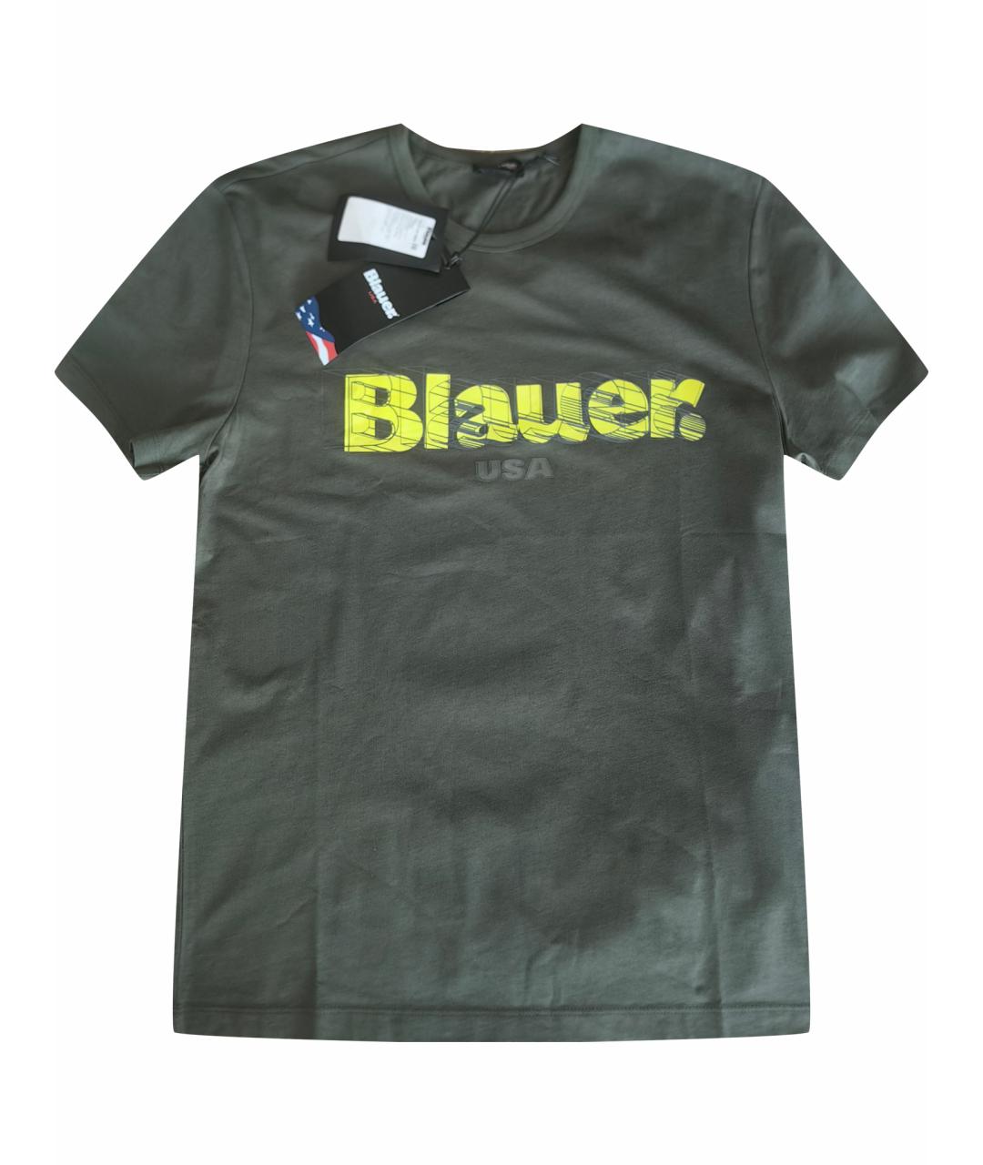 BLAUER Хаки хлопковая футболка, фото 1
