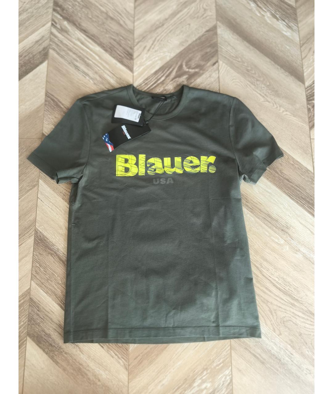 BLAUER Хаки хлопковая футболка, фото 5