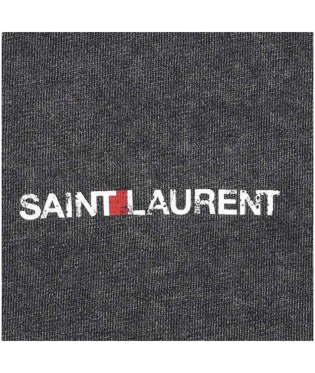 SAINT LAURENT Серая хлопковая футболка, фото 4