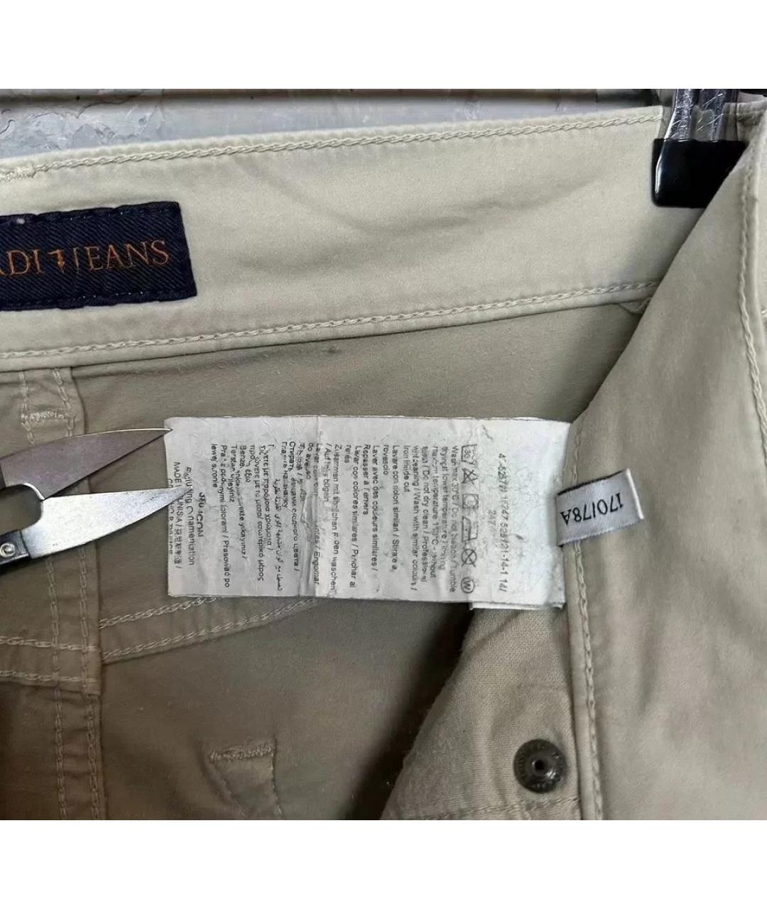 TRUSSARDI JEANS Бежевые хлопко-эластановые брюки чинос, фото 9