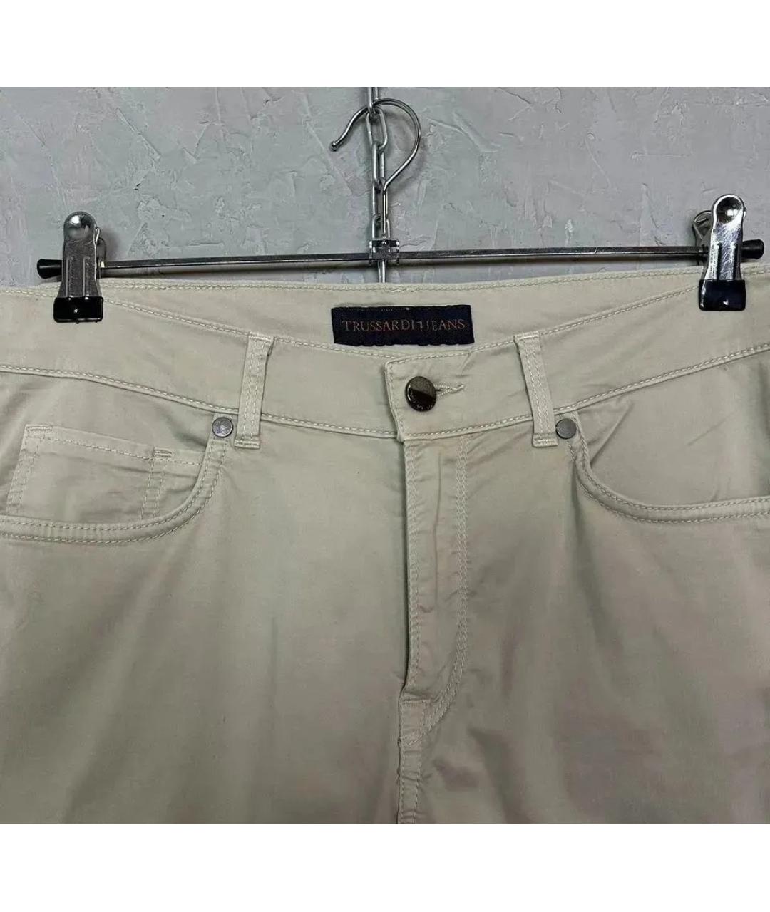 TRUSSARDI JEANS Бежевые хлопко-эластановые брюки чинос, фото 6