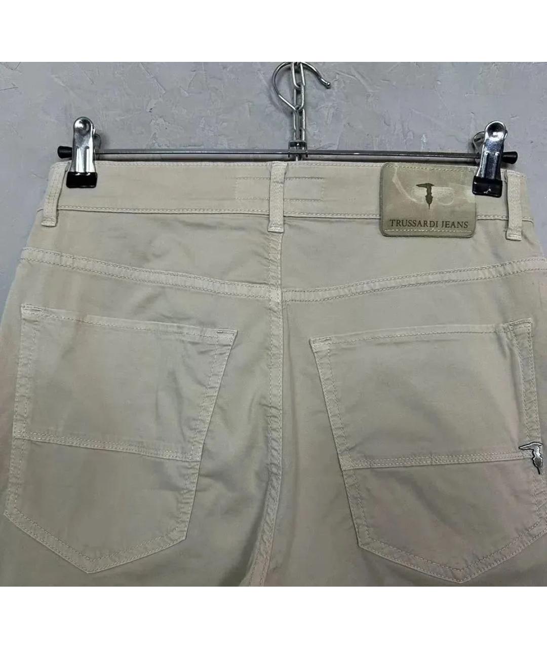 TRUSSARDI JEANS Бежевые хлопко-эластановые брюки чинос, фото 5