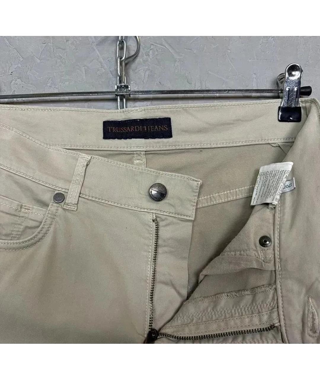 TRUSSARDI JEANS Бежевые хлопко-эластановые брюки чинос, фото 7