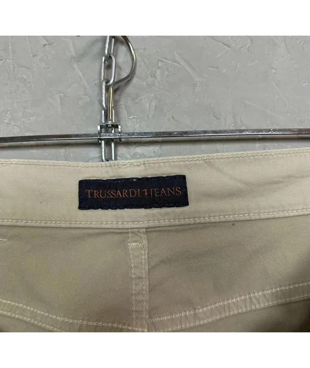 TRUSSARDI JEANS Бежевые хлопко-эластановые брюки чинос, фото 8