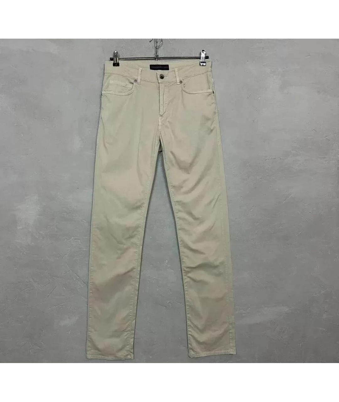 TRUSSARDI JEANS Бежевые хлопко-эластановые брюки чинос, фото 10