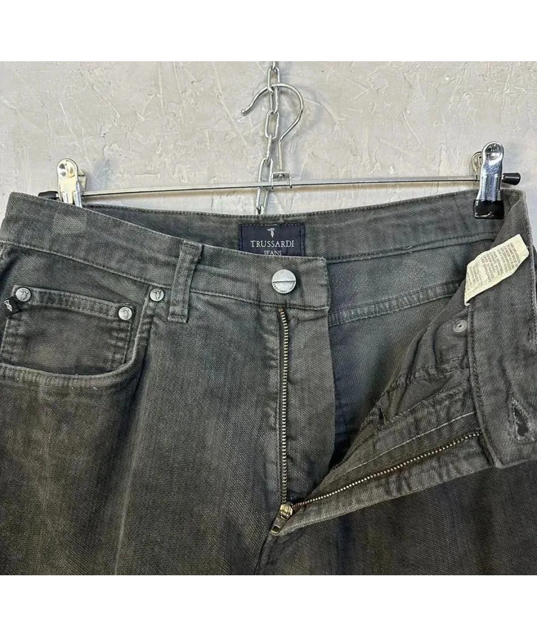 TRUSSARDI JEANS Антрацитовые хлопко-эластановые брюки чинос, фото 3