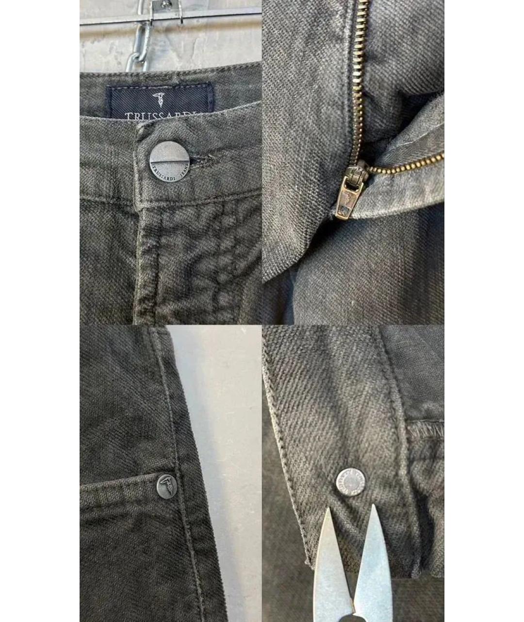 TRUSSARDI JEANS Антрацитовые хлопко-эластановые брюки чинос, фото 6