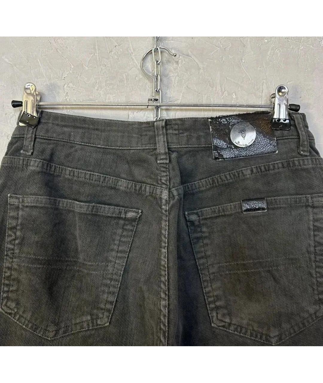 TRUSSARDI JEANS Антрацитовые хлопко-эластановые брюки чинос, фото 4